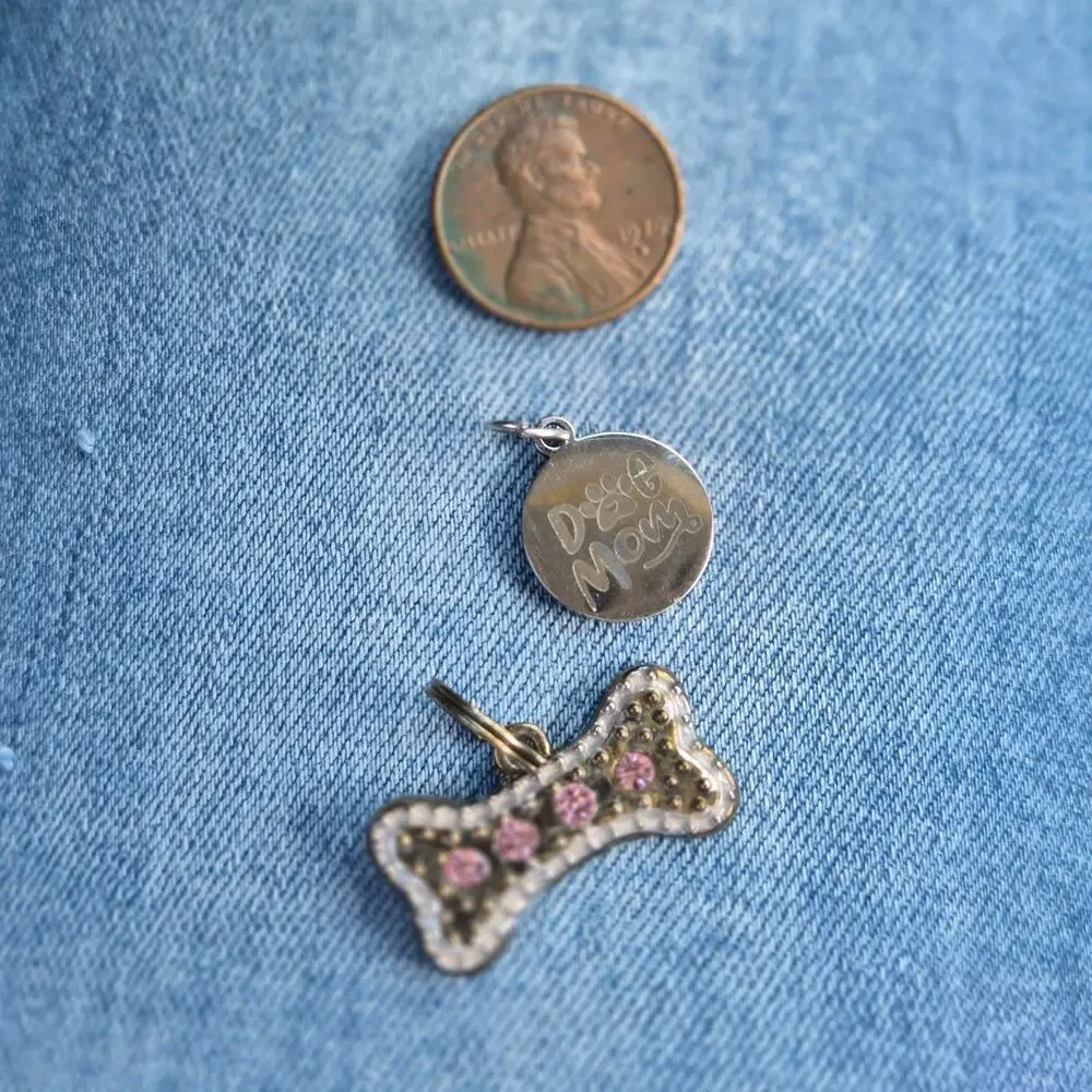 Vintage Juicy Couture Dog Mom Charm & Pink‎ Rhinestone Bone Charm Set Y2K